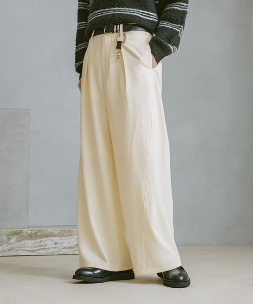 RAGEBLUE（レイジブルー）の「CURVE SEAM WIDE SLACKS / カーブシームワイドスラックス（スラックス・メンズ・ブラウン系その他/ブラック/ホワイト・LARGE/MEDIUM/SMALL）」の2枚目の写真
