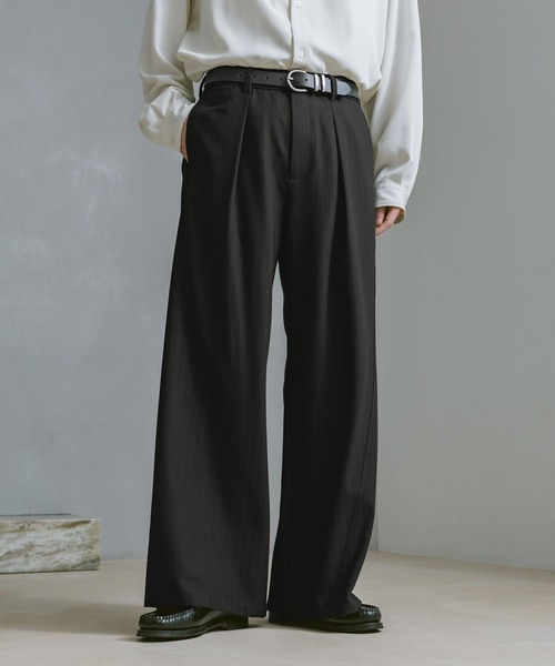RAGEBLUE（レイジブルー）の「CURVE SEAM WIDE SLACKS / カーブシームワイドスラックス（スラックス・メンズ・ブラウン系その他/ブラック/ホワイト・LARGE/MEDIUM/SMALL）」の3枚目の写真