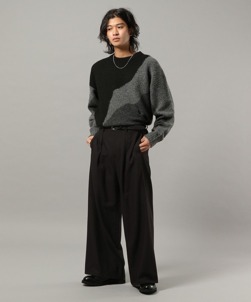 RAGEBLUE（レイジブルー）の「CURVE SEAM WIDE SLACKS / カーブシームワイドスラックス（スラックス・メンズ・ブラウン系その他/ブラック/ホワイト・LARGE/MEDIUM/SMALL）」の10枚目の写真