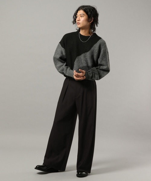 RAGEBLUE（レイジブルー）の「CURVE SEAM WIDE SLACKS / カーブシームワイドスラックス（スラックス・メンズ・ブラウン系その他/ブラック/ホワイト・LARGE/MEDIUM/SMALL）」の11枚目の写真