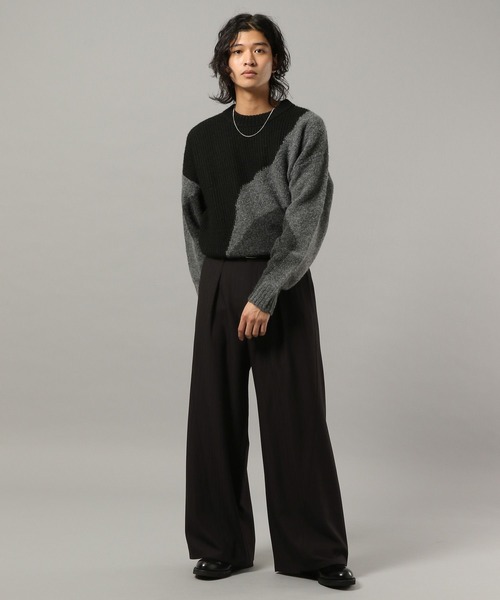 RAGEBLUE（レイジブルー）の「CURVE SEAM WIDE SLACKS / カーブシームワイドスラックス（スラックス・メンズ・ブラウン系その他/ブラック/ホワイト・LARGE/MEDIUM/SMALL）」の12枚目の写真