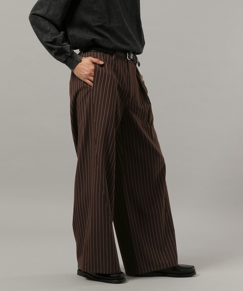 RAGEBLUE（レイジブルー）の「CURVE SEAM WIDE SLACKS / カーブシームワイドスラックス（スラックス・メンズ・ブラウン系その他/ブラック/ホワイト・LARGE/MEDIUM/SMALL）」の19枚目の写真