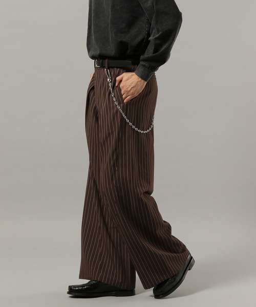 RAGEBLUE（レイジブルー）の「CURVE SEAM WIDE SLACKS / カーブシームワイドスラックス（スラックス・メンズ・ブラウン系その他/ブラック/ホワイト・LARGE/MEDIUM/SMALL）」の20枚目の写真