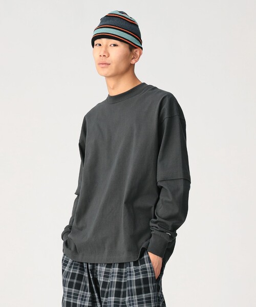 別注】Champion / フェイク レイヤード ロングスリーブ Tシャツ（T