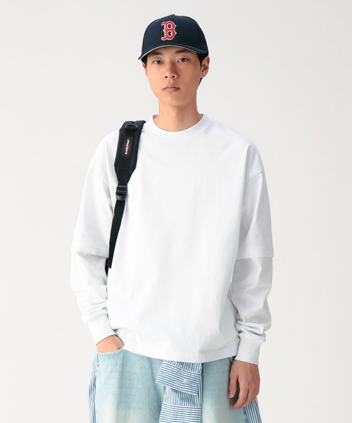 Champion(チャンピオン)の「【別注】Champion / フェイク レイヤード ロングスリーブ Tシャツ(Tシャツ/カットソー・メンズ・ホワイト/ブルー/ブラック・XL/L/M/S)」の6枚目の写真