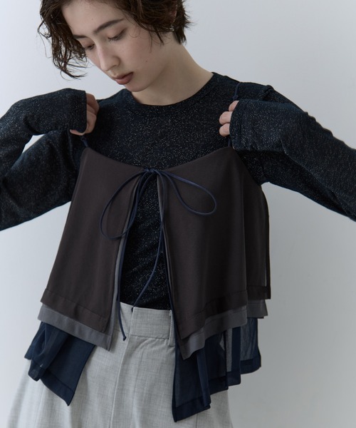 STUDIOUS（ステュディオス）の「【STUDIOUS/ステュディオス】3way Camisole & Cashmere Long T/3wayキャミソール＆カシミアロングTシャツ（Tシャツ/カットソー・レディース・マルチ/ネイビー/ピンク・FREE）」の2枚目の写真