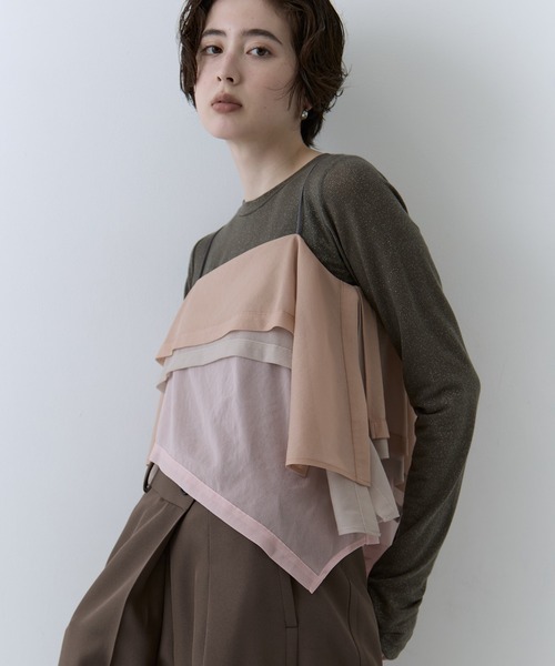 STUDIOUS（ステュディオス）の「【STUDIOUS/ステュディオス】3way Camisole & Cashmere Long T/3wayキャミソール＆カシミアロングTシャツ（Tシャツ/カットソー・レディース・マルチ/ネイビー/ピンク・FREE）」の3枚目の写真