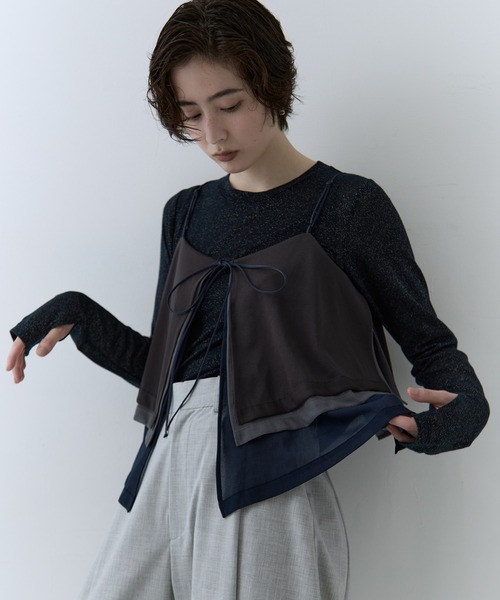 STUDIOUS（ステュディオス）の「【STUDIOUS/ステュディオス】3way Camisole & Cashmere Long T/3wayキャミソール＆カシミアロングTシャツ（Tシャツ/カットソー・レディース・マルチ/ネイビー/ピンク・FREE）」の15枚目の写真