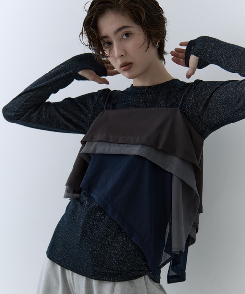 STUDIOUS（ステュディオス）の「【STUDIOUS/ステュディオス】3way Camisole & Cashmere Long T/3wayキャミソール＆カシミアロングTシャツ（Tシャツ/カットソー・レディース・マルチ/ネイビー/ピンク・FREE）」の19枚目の写真