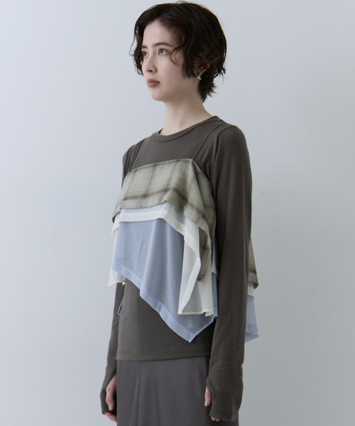 STUDIOUS（ステュディオス）の「【STUDIOUS/ステュディオス】3way Camisole & Cashmere Long T/3wayキャミソール＆カシミアロングTシャツ（Tシャツ/カットソー・レディース・マルチ/ネイビー/ピンク・FREE）」の10枚目の写真