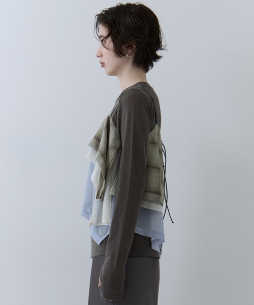 STUDIOUS（ステュディオス）の「【STUDIOUS/ステュディオス】3way Camisole & Cashmere Long T/3wayキャミソール＆カシミアロングTシャツ（Tシャツ/カットソー・レディース・マルチ/ネイビー/ピンク・FREE）」の11枚目の写真