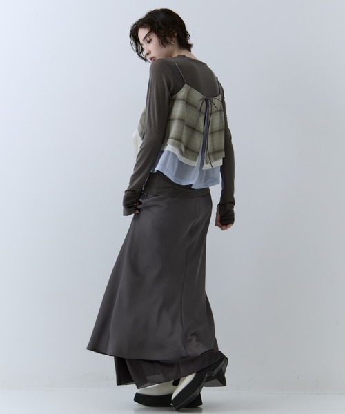 STUDIOUS（ステュディオス）の「【STUDIOUS/ステュディオス】3way Camisole & Cashmere Long T/3wayキャミソール＆カシミアロングTシャツ（Tシャツ/カットソー・レディース・マルチ/ネイビー/ピンク・FREE）」の6枚目の写真