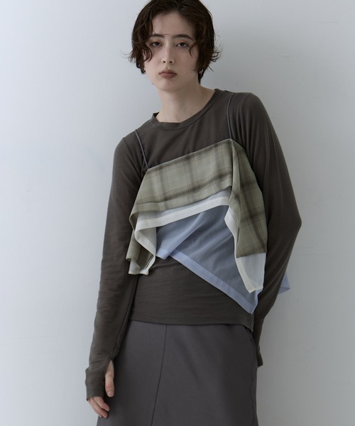 STUDIOUS（ステュディオス）の「【STUDIOUS/ステュディオス】3way Camisole & Cashmere Long T/3wayキャミソール＆カシミアロングTシャツ（Tシャツ/カットソー・レディース・マルチ/ネイビー/ピンク・FREE）」の7枚目の写真