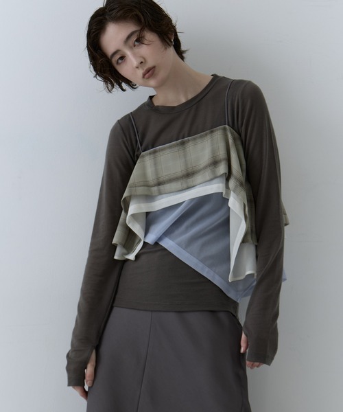 STUDIOUS（ステュディオス）の「【STUDIOUS/ステュディオス】3way Camisole & Cashmere Long T/3wayキャミソール＆カシミアロングTシャツ（Tシャツ/カットソー・レディース・マルチ/ネイビー/ピンク・FREE）」の8枚目の写真