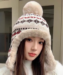 CELENA BEATS（セレナビーツ）の「もこもこ冬ガール耳当てファーニット帽（ニットキャップ/ビーニー）」