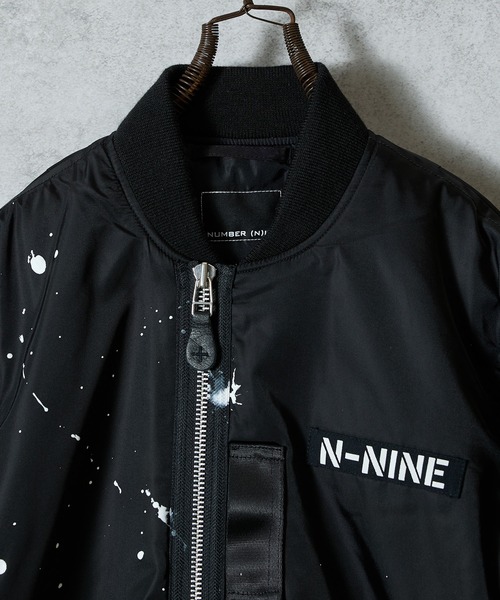 NUMBER (N)INE（ナンバーナイン）の「HAND PAINTED PRINTED MA-1 JACKET / ハンドペイント プリント エムエーワン ジャケット（ミリタリージャケット・メンズ・ブラック系1/ブラック系2・2/3/4）」の5枚目の写真