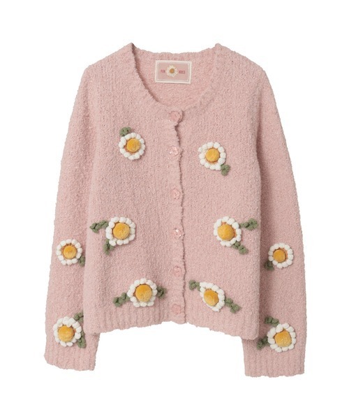PINK HOUSE(ピンクハウス)の「マーガレットモチーフ使いニットカーディガン(カーディガン/ボレロ・レディース・ブラック/サックスブルー/ピンク/キナリ/パープル・フリー)」の5枚目の写真