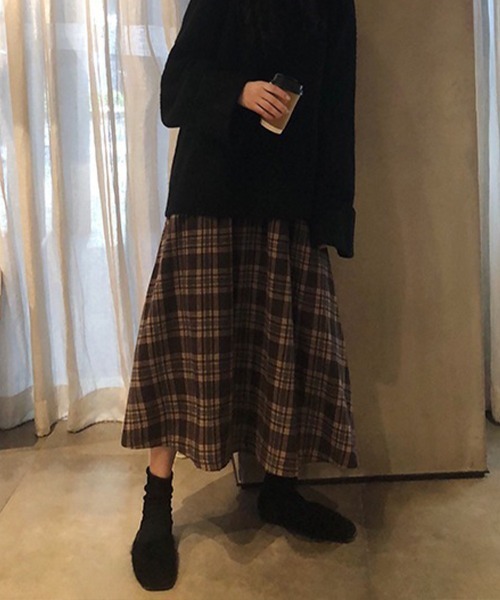 Flugge(フラッジー)の「フレアチェックスカート(スカート・レディース・ブラウン・MEDIUM/LARGE)」の7枚目の写真