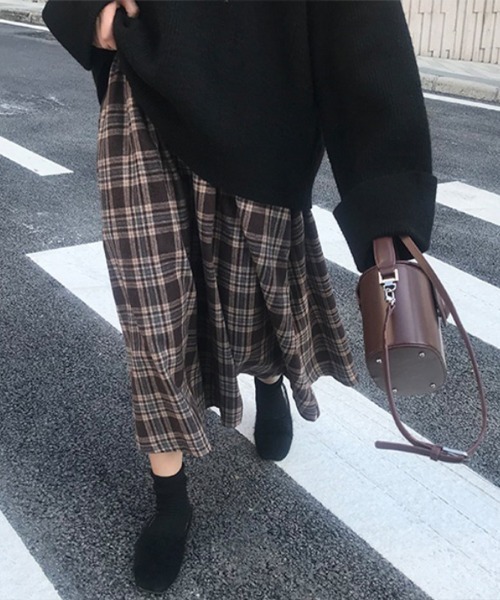 Flugge(フラッジー)の「フレアチェックスカート(スカート・レディース・ブラウン・MEDIUM/LARGE)」の2枚目の写真