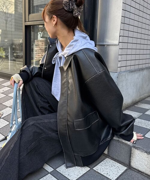 CIAOPANIC(チャオパニック)の「ヴィンテージライクレザージャケット(ブルゾン・レディース・ブラウン/キャメル/ブラック・MEDIUM/LARGE)」の1枚目の写真