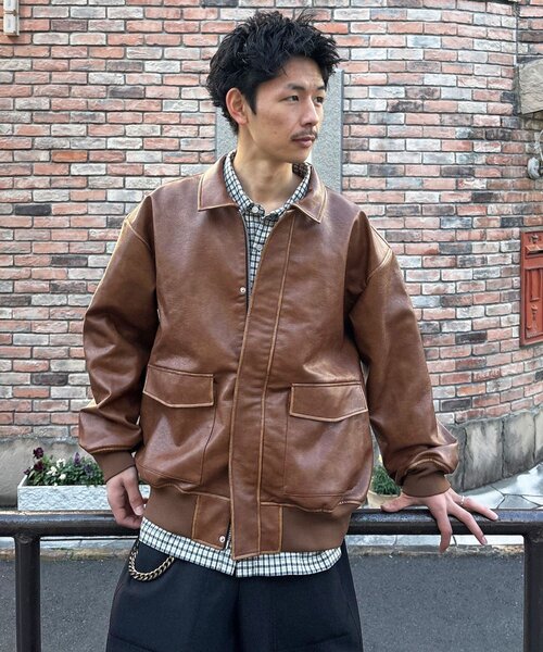 セール】ヴィンテージライクレザージャケット（ブルゾン）｜CIAOPANIC