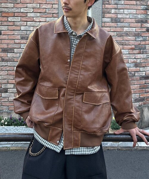 セール】ヴィンテージライクレザージャケット（ブルゾン）｜CIAOPANIC