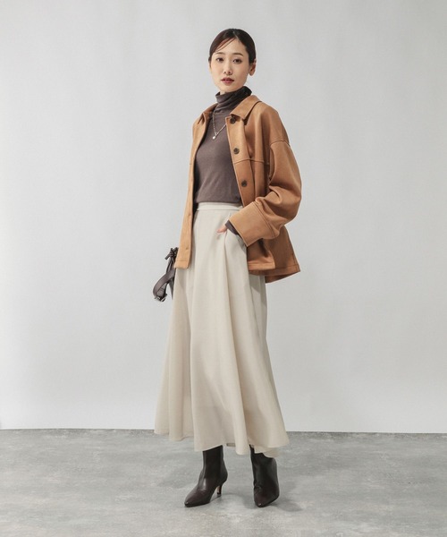 GLOBAL WORK(グローバルワーク)の「ヴィンテージライクフレアスカート/601006(スカート・レディース・ブラウン/グレイッシュベージュ・REGULAR/SHORT)」の4枚目の写真