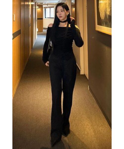 MALOUPE(マロップ)の「2108 セミワイドパンツ (ブラック)(スラックス・レディース・ブラック・FREE)」の5枚目の写真