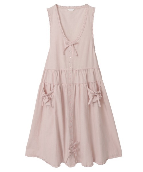 PINK HOUSE（ピンクハウス）の「ダンガリージャンパースカート（ワンピース・レディース・ホワイト/ブラック/レッド/カーキ/ピンク/インディゴブルー・フリー）」の5枚目の写真