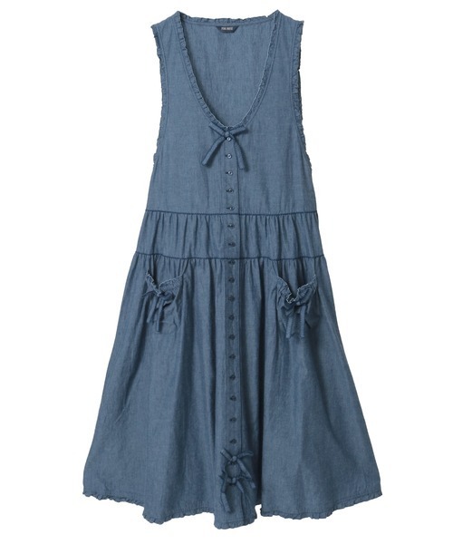 PINK HOUSE（ピンクハウス）の「ダンガリージャンパースカート（ワンピース・レディース・ホワイト/ブラック/レッド/カーキ/ピンク/インディゴブルー・フリー）」の4枚目の写真