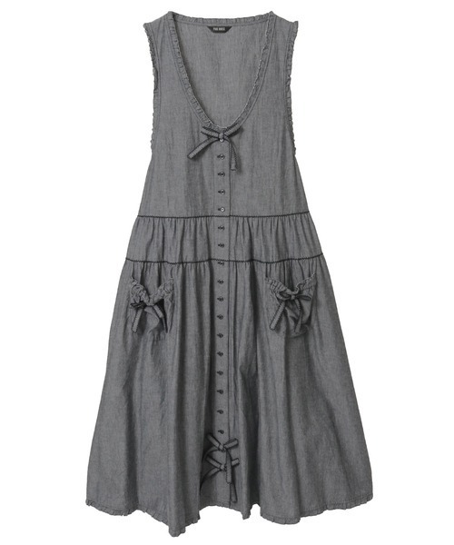 PINK HOUSE（ピンクハウス）の「ダンガリージャンパースカート（ワンピース・レディース・ホワイト/ブラック/レッド/カーキ/ピンク/インディゴブルー・フリー）」の3枚目の写真