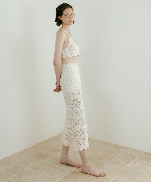 LUCIR ZU（ルシールズ）の「Weave Crochet Two-piece (Top & Skirt) (cream)（ニット/セーター・レディース・その他・FREE）」の2枚目の写真
