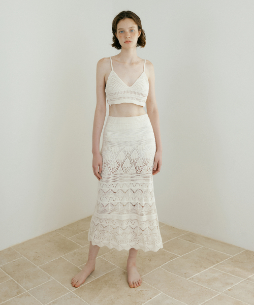 LUCIR ZU（ルシールズ）の「Weave Crochet Two-piece (Top & Skirt) (cream)（ニット/セーター・レディース・その他・FREE）」の3枚目の写真