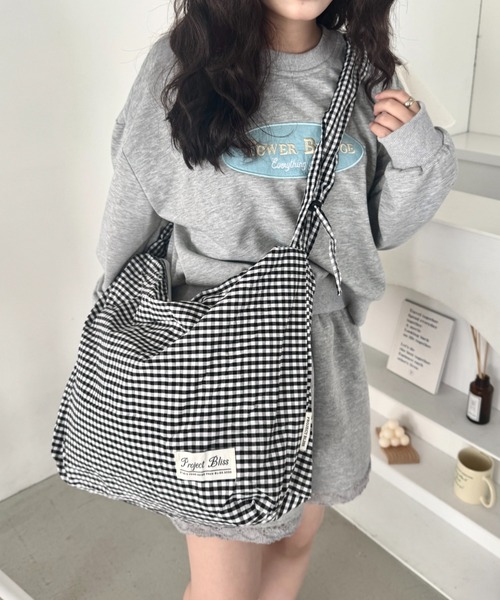 SOLLON.（ソルロン）の「ギャザーショルダーギンガムチェックショルダーバッグ（ショルダーバッグ・レディース・レッド/グリーン/ライトブルー/ブラック・FREE）」の7枚目の写真