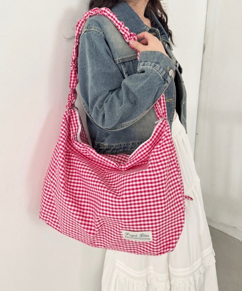 SOLLON.（ソルロン）の「ギャザーショルダーギンガムチェックショルダーバッグ（ショルダーバッグ・レディース・レッド/グリーン/ライトブルー/ブラック・FREE）」の19枚目の写真