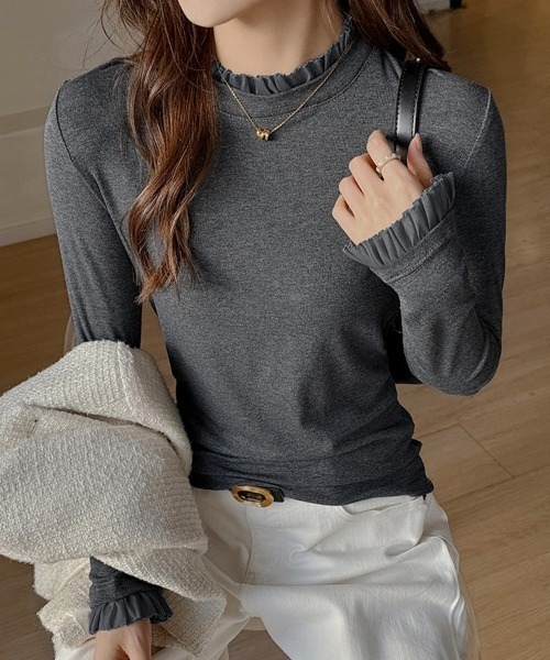 ONEP STAR(ワンピスター)の「フリルネック×袖口デザインカットソー(Tシャツ/カットソー・レディース・ホワイト/ブラック/グレー・MEDIUM/X-LARGE/LARGE)」の14枚目の写真