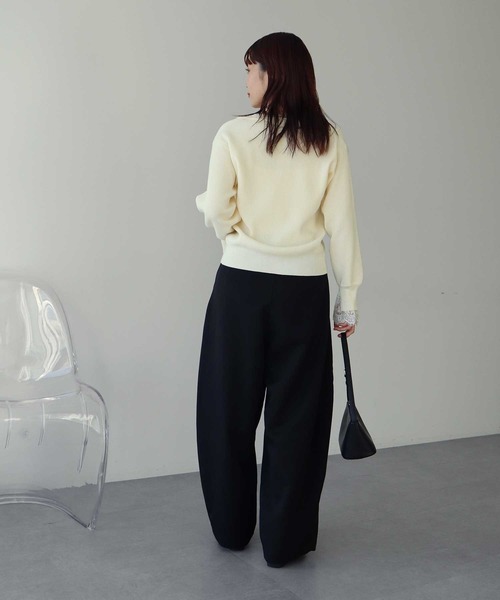 earth music&ecology(アースミュージックアンドエコロジー)の「レーストリムカーディガン(カーディガン/ボレロ・レディース・ブラック/グレー/オフホワイト・FREE)」の5枚目の写真