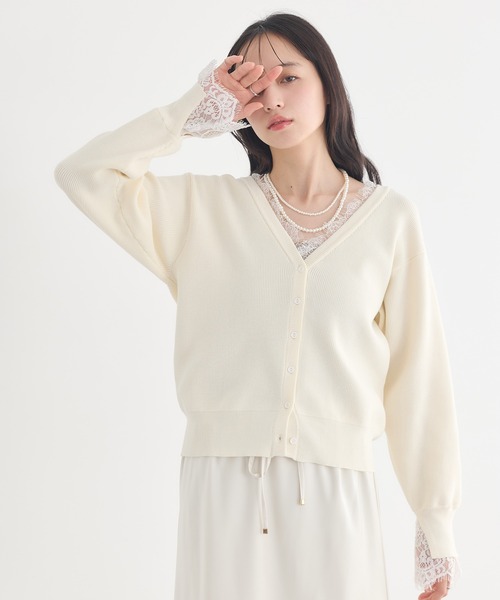 earth music&ecology(アースミュージックアンドエコロジー)の「レーストリムカーディガン(カーディガン/ボレロ・レディース・ブラック/グレー/オフホワイト・FREE)」の8枚目の写真