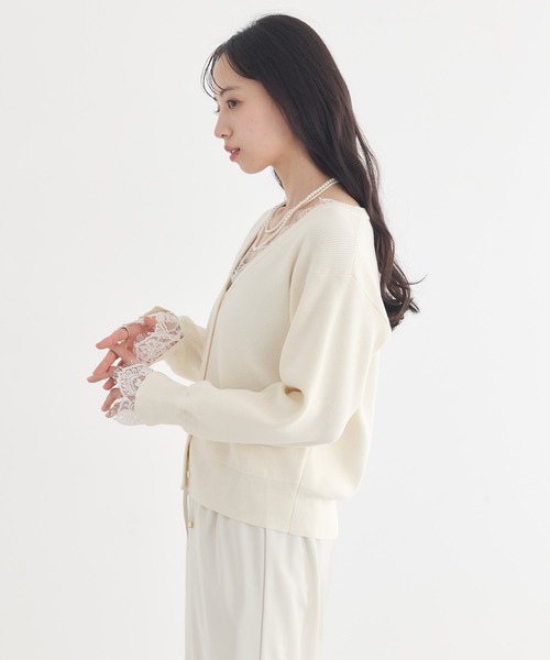 earth music&ecology(アースミュージックアンドエコロジー)の「レーストリムカーディガン(カーディガン/ボレロ・レディース・ブラック/グレー/オフホワイト・FREE)」の9枚目の写真