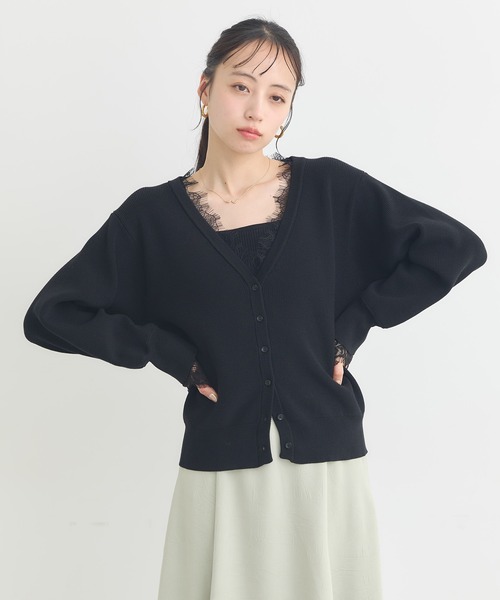 earth music&ecology(アースミュージックアンドエコロジー)の「レーストリムカーディガン(カーディガン/ボレロ・レディース・ブラック/グレー/オフホワイト・FREE)」の19枚目の写真