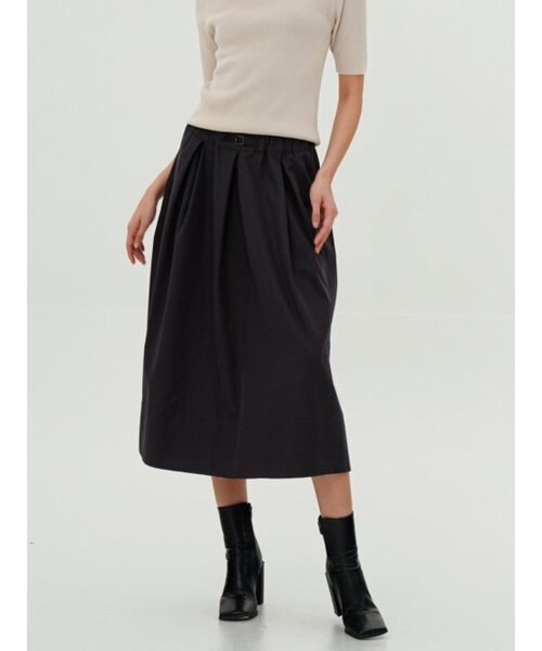 ACUD（アクド）の「Tuck Detail Midi Skirt _ Navy（スカート・レディース・ネイビー・S/M）」の2枚目の写真
