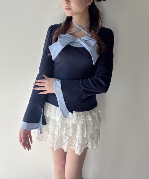 one way（ワンウェイ）の「リボントップス（Tシャツ/カットソー・レディース・ブラック/ブラック系その他/ネイビー/ホワイト・FREE）」の10枚目の写真