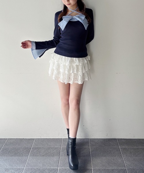 one way（ワンウェイ）の「リボントップス（Tシャツ/カットソー・レディース・ブラック/ブラック系その他/ネイビー/ホワイト・FREE）」の13枚目の写真