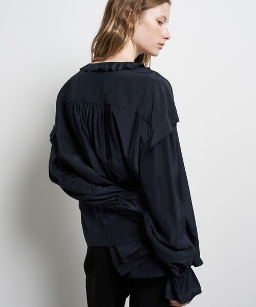 LANVIN en Bleu（ランバンオンブルー）の「トリアセローンラッフルブラウス（シャツ/ブラウス・レディース・オフホワイト/ネイビー・38）」の9枚目の写真