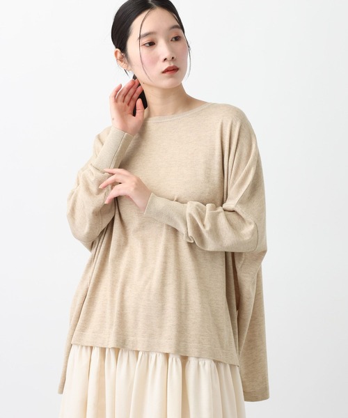 studio CLIP(スタディオクリップ)の「《natural by clip》14ゲージシルクウール混ゆるプルオーバー(ニット/セーター・レディース・イエロー/ダークブルー/ライトベージュ・FREE)」の5枚目の写真