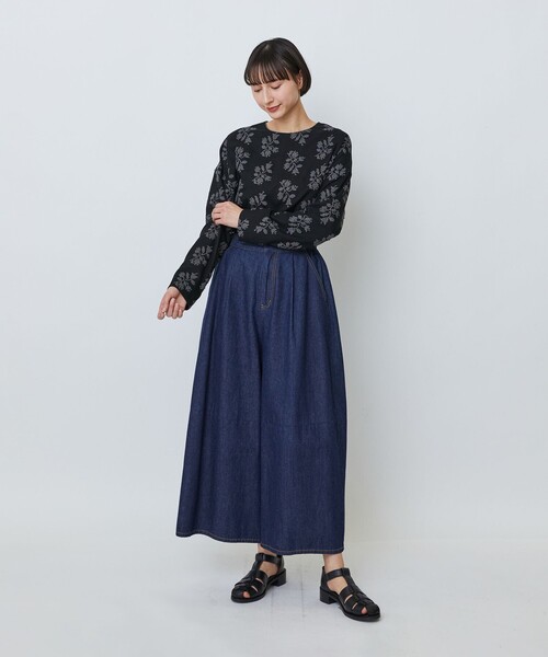 LOISIR(ロワズィール)の「綿麻ライトデニムボトルシルエットパンツ(デニムパンツ・レディース・ライトインディゴブルー/インディゴブルー・FREE)」の5枚目の写真