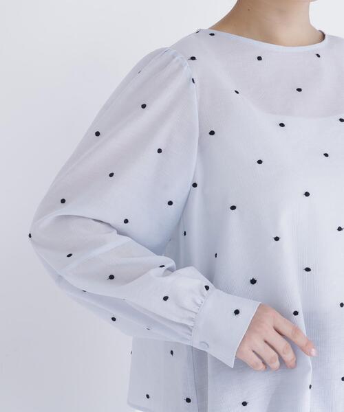 6 ナチュラルビューティーベーシック ドット 水玉 ブラウス シャツ トップス NATURAL BEAUTY BASIC - 6 ナチュラルビューティーベーシック ドット