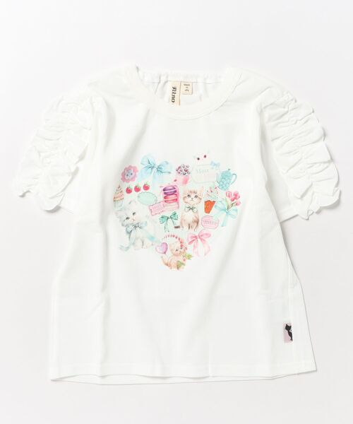 nino（ニノ）の「＊綿100％＊ミントストライプねこプリントTシャツ（Tシャツ/カットソー・キッズ・ホワイト・150cm/140cm/130cm）」の8枚目の写真