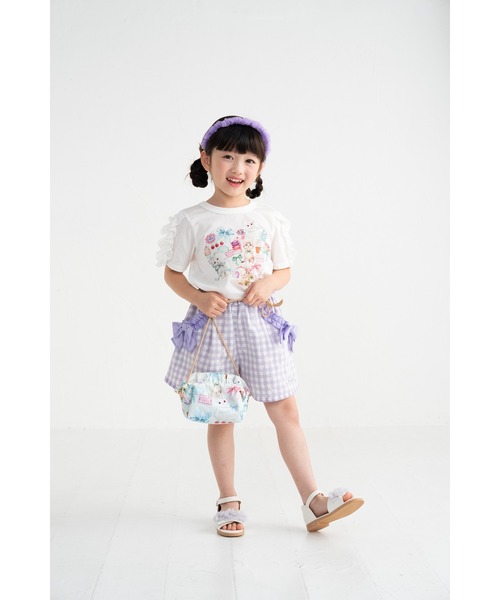 nino（ニノ）の「＊綿100％＊ミントストライプねこプリントTシャツ（Tシャツ/カットソー・キッズ・ホワイト・150cm/140cm/130cm）」の6枚目の写真