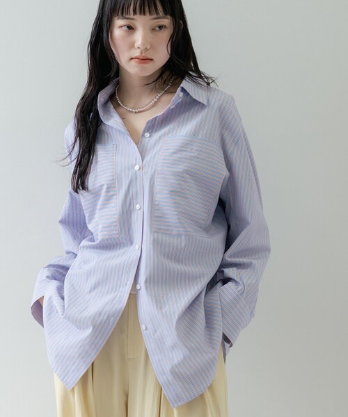 GALLEST(ギャレスト)の「Timeless|ビッグポケットフォルムシャツ(シャツ/ブラウス・レディース・ホワイト/オレンジ系/ブラック系2/ナチュラル/ブルー系7・38/34)」の4枚目の写真